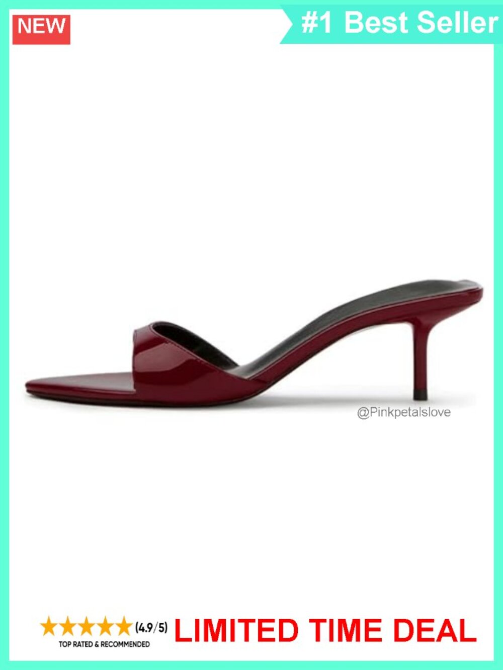 Kitten Heel Mule Sandals Pointed Open Toe Slip On Women